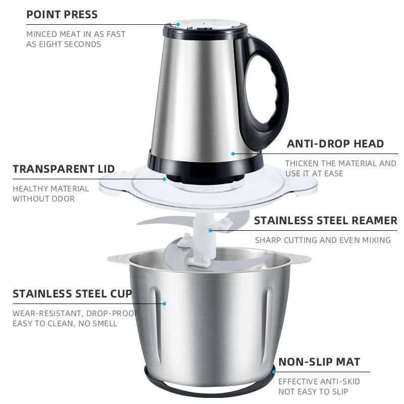 3L Picador De Alimentos Moedor De Carne Mixer Elétrica Processador Cozinha Casa Alho - 110v-220v